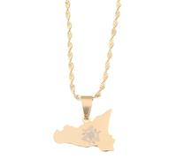 UBBVPKY Collier Avec Pendentif Carte De La Sicile Pour Homme Et Femme Unisexe Géométrique Style Ethnique Bijoux Cadeaux Accessoires Jaune 60 Cm