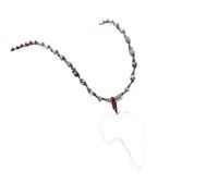 UBBVPKY Collier Avec Pendentif Carte De L'Afrique Tendance - Collier Ethnique Avec Pendentif Carte Du Pays Et Drapeau National Pour Femmes Et Hommes Bijou Patriotique À Breloques Cadeau Blanc 50 Cm