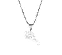 UBBVPKY Collier Avec Pendentif Carte De L'Arménie - Collier Brillant Avec Pendentif Collier D'Amitié Populaire Bijoux Tendance Pour Patriotes Cadeaux Pour Meilleurs Amis Blanc 50 Cm