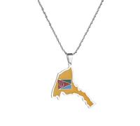 UBBVPKY Collier Avec Pendentif Carte De L'Érythrée - Collier Ethnique Avec Pendentif Carte Du Pays Et Drapeau National Pour Femmes Et Hommes Bijoux À Breloque Patriotique Cadeau Blanc 50 Cm