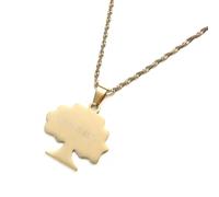 UBBVPKY Collier Avec Pendentif Carte De L'Éthiopie - Chaîne Ajustable À Motif De Carte Fantaisie Bijou Patriotique Cadeau Pour Homme Et Femme Jaune-B 50 Cm
