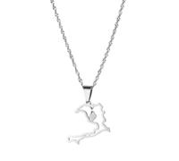 UBBVPKY Collier Avec Pendentif Carte De L'Irak - Collier Ethnique Avec Drapeau National Et Carte Du Pays Bijoux À Breloques Patriotiques Blanc 50 Cm