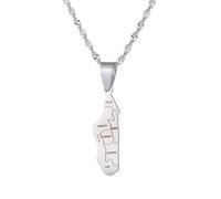 UBBVPKY Collier Avec Pendentif Carte De Madagascar Tendance - Collier Ethnique Avec Pendentif Carte Du Pays Et Drapeau National Pour Femmes Et Hommes Bijoux À Breloques Patriotiques Blanc 60 Cm