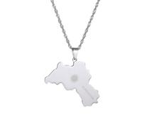 UBBVPKY Collier Avec Pendentif Carte Du Kurdistan Pour Homme Et Femme Accessoire Tendance Pour Couple Style Patriotique Et Créatif Blanc 60 Cm