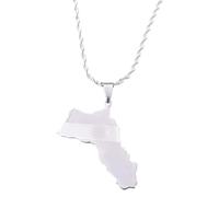 UBBVPKY Collier Avec Pendentif Carte Du Kurdistan Pour Homme Et Femme Accessoire Tendance Pour Couple Style Patriotique Et Créatif Blanc 60 Cm