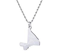 UBBVPKY Collier Avec Pendentif Carte Du Mali Pour Homme Et Femme Accessoire Tendance Idéal Pour Un Cadeau Un Patriotisme Ou Un Souvenir Blanc 60 Cm