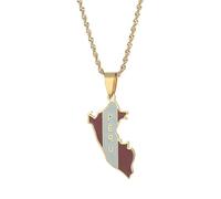 UBBVPKY Collier Avec Pendentif Carte Du Pérou Tendance - Collier Ethnique Avec Pendentif Carte Du Pays Et Drapeau National Pour Femmes Et Hommes Bijou Patriotique Cadeau Jaune 50 Cm