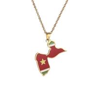 UBBVPKY Collier Avec Pendentif Carte Et Drapeau De La Guadeloupe Pour Homme Et Femme Style Rétro Style Ethnique Jaune 50 Cm