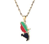 UBBVPKY Collier Avec Pendentif Carte Et Drapeau De La Martinique Pour Homme Et Femme Style Rétro Chaîne De Clavicule Style Ethnique Bijoux Uniques Cadeaux Jaune 60 Cm