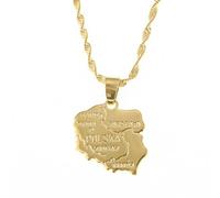 UBBVPKY Collier Avec Pendentif Carte Et Drapeau De La Pologne Pour Homme Et Femme Style Rétro Chaîne De Clavicule Style Ethnique Bijoux Uniques Cadeaux Jaune-B 60 Cm