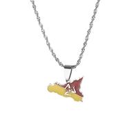 UBBVPKY Collier Avec Pendentif Carte Et Drapeau De La Sicile Pour Homme Et Femme Style Rétro Style Ethnique Blanc 50 Cm