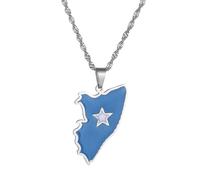 UBBVPKY Collier Avec Pendentif Carte Et Drapeau De La Somalie Pour Homme Et Femme Style Rétro Chaîne De Clavicule Style Ethnique Bijoux Uniques Cadeaux Blanc 60 Cm