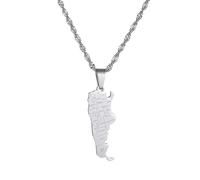 UBBVPKY Collier Avec Pendentif Carte Et Drapeau De L'Argentine Pour Homme Et Femme Chaîne De Clavicule Rétro Style Ethnique Unique Bijoux Cadeau Blanc 60 Cm