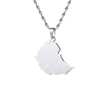 UBBVPKY Collier Avec Pendentif Carte Et Drapeau De L'Éthiopie Pour Homme Et Femme Style Rétro Chaîne De Clavicule Style Ethnique Accessoires De Bijoux Blanc 50 Cm