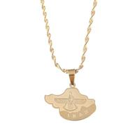 UBBVPKY Collier Avec Pendentif Carte Et Drapeau De L'Iran Pour Homme Et Femme Chaîne De Clavicule Rétro Style Ethnique Accessoire De Bijoux Jaune-B 60 Cm