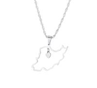 UBBVPKY Collier Avec Pendentif Carte Et Drapeau De L'Iran Pour Homme Et Femme Style Rétro Chaîne De Clavicule Style Ethnique Unique Bijoux Accessoires Blanc 50 Cm