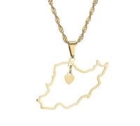 UBBVPKY Collier Avec Pendentif Carte Et Drapeau De L'Iran Pour Homme Et Femme Style Rétro Chaîne De Clavicule Style Ethnique Unique Accessoires De Bijoux Jaune 50 Cm
