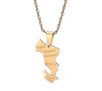 UBBVPKY Collier Avec Pendentif Carte Et Drapeau De Mayotte Pour Homme Et Femme Style Rétro Chaîne De Clavicule Style Ethnique Unique Bijoux Accessoires Jaune 50 Cm