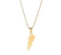 UBBVPKY Collier Avec Pendentif Carte Et Drapeau Du Liban Pour Homme Et Femme Style Rétro Chaîne De Clavicule Style Ethnique Bijoux Uniques Cadeaux Jaune 60 Cm