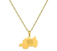 UBBVPKY Collier Avec Pendentif Carte Pour Femme Et Homme Bijou L'Afrique Du Rwanda Chaîne De Clavicule Avec Pendentif Carte De L'Alphabet Collier Rétro