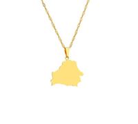 UBBVPKY Collier Avec Pendentif Carte Pour Femmes Et Hommes Breloque Minimaliste Personnalisée Pendentif Carte De Biélorussie Colliers Bijoux Chaîne De Clavicule Géométrique Élégante Jaune 50 Cm