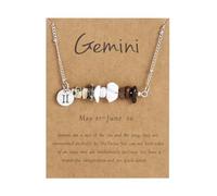 UBBVPKY Collier Avec Pendentif Constellation En Pierre Naturelle Irrégulière 12 Signes Du Zodiaque Chaîne Horoscope Constellations Astrologie Cadeaux D'Anniversaire Pour Femmes Gémeaux