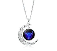 UBBVPKY Collier Avec Pendentif Douze Constellations Pour Homme Et Femme Bijou Tendance Avec Lune Creuse Signe Astrologique Cadeau D'Anniversaire Taureau