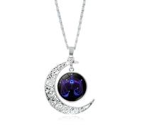 UBBVPKY Collier Avec Pendentif Douze Constellations Pour Homme Et Femme Bijou Tendance Avec Lune Creuse Signe Astrologique Cadeau D'Anniversaire Balance