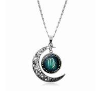 UBBVPKY Collier Avec Pendentif Douze Constellations Pour Homme Et Femme Chaîne De Pull Tendance Avec Lune Creuse Bijou Signe Astrologique Cadeau D'Anniversaire Vierge