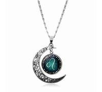 UBBVPKY Collier Avec Pendentif Douze Constellations Pour Homme Et Femme Chaîne De Pull Tendance Avec Lune Creuse Bijou Signe Astrologique Cadeau D'Anniversaire Lion