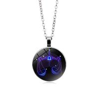 UBBVPKY Collier Avec Pendentif Douze Constellations Pour Homme Et Femme Chaîne De Pull Tendance Avec Pierres Précieuses Rondes Bijou Signe Astrologique Cadeau D'Anniversaire Balance