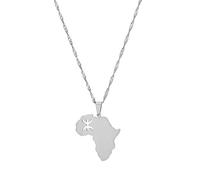 UBBVPKY Collier Avec Pendentif En Forme De Carte Brillante De La Ville Berbère Africaine Bijou Ethnique Souvenir De Voyage Unisexe Chaîne De Pull Chaîne De Clavicule Creuse Géométrique