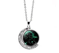 UBBVPKY Collier Avec Pendentif Lune Rotative Et 12 Constellations Pour Homme Et Femme Phosphorescent Idéal Pour L'Astrologie L'Horoscope Et Le Zodiaque Cadeau Idéal Pour Sagittaire