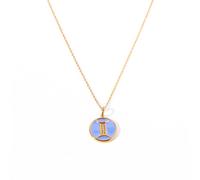 UBBVPKY Collier Avec Pendentif Rond Et 12 Constellations Du Zodiaque Style Vintage Tendance Couleur Goutte D'Eau Bijou Astrologique Céleste Cadeau D'Anniversaire Pour Femme Et Homme Gémeaux