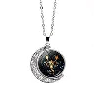 UBBVPKY Collier Avec Pendentif Zodiaque Pour Homme Double Face Rotatif Lune 12 Constellations Horoscope Délicat Pour Femme Et Fille Bijoux D'Anniversaire Cadeau Pour Couple Scorpion