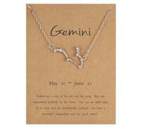 UBBVPKY Collier Constellation 12 Signes Du Zodiaque Pendentif Collier Horoscope Avec Diamant Constellations Astrologie Colliers Bijoux D'Anniversaire Cadeaux Pour Femmes Hommes Gémeaux
