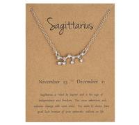 UBBVPKY Collier Constellation 12 Signes Du Zodiaque Pendentif Collier Horoscope Avec Diamant Constellations Astrologie Colliers Bijoux D'Anniversaire Cadeaux Pour Femmes Hommes Sagittaire