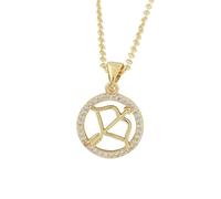 UBBVPKY Collier Constellation 12 Signes Du Zodiaque Pendentif Rond Horoscope Avec Diamant Constellations Astrologie Clavicule Chaîne Bijoux Anniversaire Cadeaux Pour Femmes Sagittaire