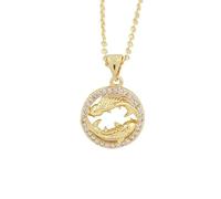 UBBVPKY Collier Constellation 12 Signes Du Zodiaque Pendentif Rond Horoscope Avec Diamant Constellations Astrologie Clavicule Chaîne Bijoux Anniversaire Cadeaux Pour Femmes Poissons