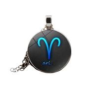 UBBVPKY Collier Constellation Lumineuse 12 Signes Du Zodiaque Pendentif Lumineux Chaîne De Chandail Horoscope Chaîne Pendentif Astrologie Colliers Cadeaux Pour Femmes Hommes Unisexe Ari