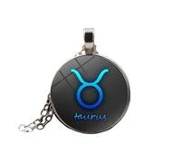 UBBVPKY Collier Constellation Lumineuse 12 Signes Du Zodiaque Pendentif Lumineux Chaîne Pull Horoscope Chaîne Pendentif Astrologie Colliers Cadeaux Pour Femmes Hommes Unisexe Taureau