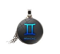 UBBVPKY Collier Constellation Lumineuse 12 Signes Du Zodiaque Pendentif Lumineux Chaîne Pull Horoscope Chaîne Pendentif Astrologie Colliers Cadeaux Pour Femmes Hommes Unisexe Gémeaux