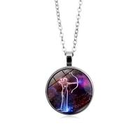 UBBVPKY Collier Constellation Lumineuse Femme Homme 12 Signes Du Zodiaque Pendentif Rond Lumineux Chaîne Pull Horoscope Astrologie Colliers Cadeaux Pour Unisexe Sagittaire