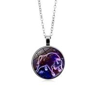 UBBVPKY Collier Constellation Lumineuse Femme Homme 12 Signes Du Zodiaque Pendentif Rond Lumineux Chaîne Pull Horoscope Astrologie Colliers Cadeaux Pour Unisexe Taureau