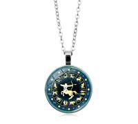 UBBVPKY Collier Constellation Lumineux Femme Homme 12 Signes Du Zodiaque Pendentif Rond Lumineux Chaîne Pull Horoscope Astrologie Colliers Cadeaux Pour Couple Unisexe Sagittaire