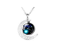 UBBVPKY Collier Constellation Lumineux Pendentif Croissant De Lune Creux Phosphorescent Avec Chaîne Réglable Bijou Astrologique Pour Homme Et Femme Signe Du Taureau