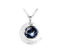 UBBVPKY Collier Constellation Lumineux Pendentif Croissant De Lune Creux Phosphorescent Chaîne Réglable Bijou Astrologique Pour Homme Et Femme Signe Du Capricorne