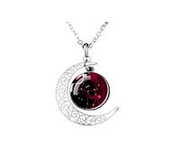 UBBVPKY Collier Constellation Lumineux Pendentif Croissant De Lune Creux Phosphorescent Chaîne Réglable Bijou Astrologique Pour Homme Et Femme Vierge
