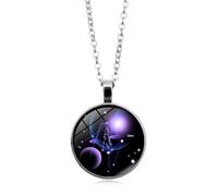 UBBVPKY Collier Constellation Lumineux Pour Femmes Hommes - Pendentif Rond Signe Du Zodiaque Lumineux Dans Le Noir Bijoux Astrologiques Horoscope Constellation Balance
