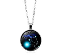 UBBVPKY Collier Constellation Lumineux Pour Femmes Hommes - Pendentif Rond Signe Du Zodiaque Lumineux Dans Le Noir Bijoux Astrologiques Horoscope Constellation Taureau